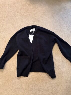 Classic Open-Front black Cardigan Sweater